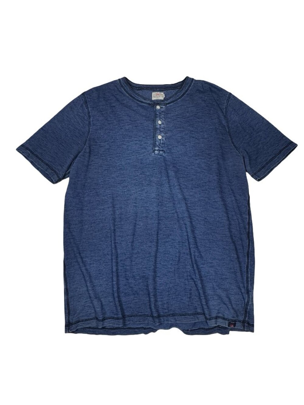 Faherty Mens Short Sleeve Henley T-Shirt L Navy Cotton Classic